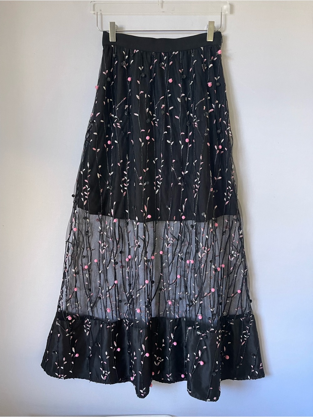Eva Franco Sheer Embroidered Floral Pom Pom Garden 2
